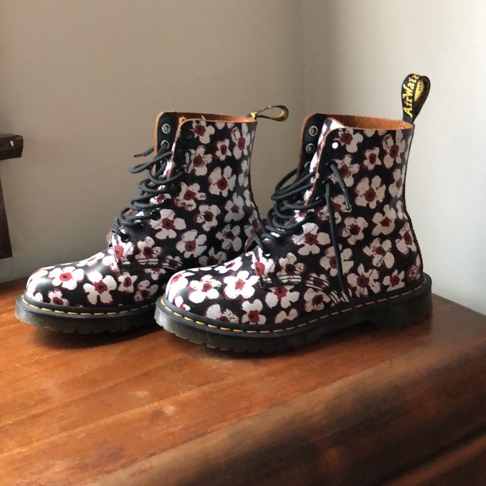 Dr Marten Floral Leather Boots